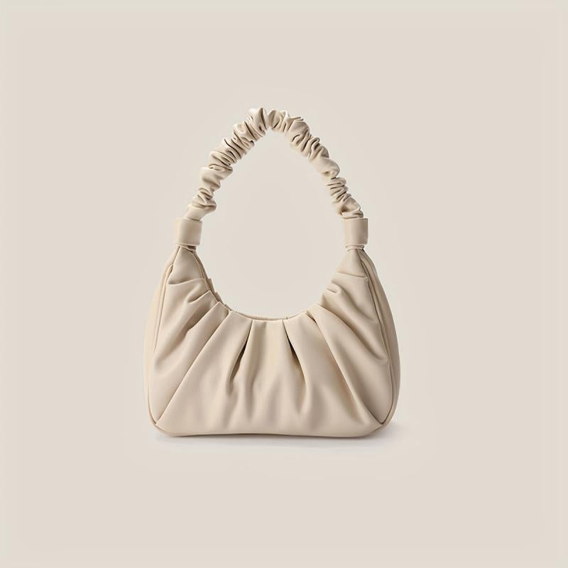 Minimalist Ruched Leather Shoulder Bag