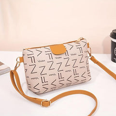 Letter Graphic Crossbody Bag Small PU Leather Square Purse Zipper Phone Bag