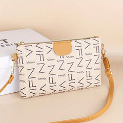 Letter Graphic Crossbody Bag Small PU Leather Square Purse Zipper Phone Bag