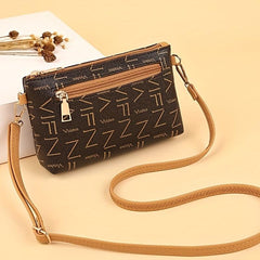 Letter Graphic Crossbody Bag Small PU Leather Square Purse Zipper Phone Bag