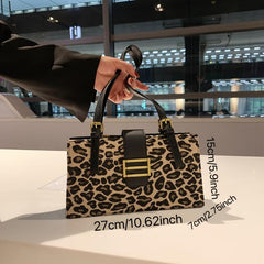 Leopard Print Shoulder Bag Y2K Buckle Decor Handbag Purse