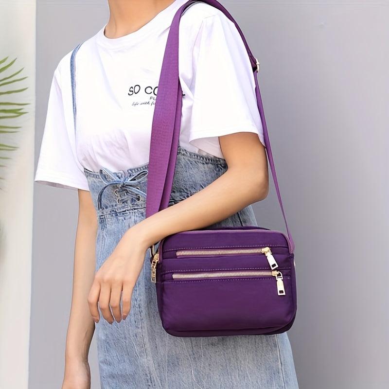 Nylon Crossbody Bag for Women Zipper Small Daily Purse