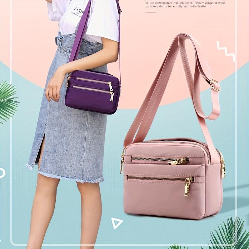 Nylon Crossbody Bag for Women Zipper Small Daily Purse