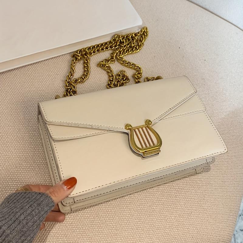 Vintage Chain Crossbody Bag Flap Square Purse Women's PU Leather Shoulder Bag