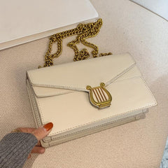 Vintage Chain Crossbody Bag Flap Square Purse Women's PU Leather Shoulder Bag