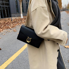 Vintage Chain Crossbody Bag Flap Square Purse Women's PU Leather Shoulder Bag