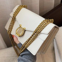 Vintage Chain Crossbody Bag Flap Square Purse Women's PU Leather Shoulder Bag