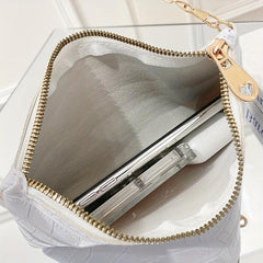 Crocodile Embossed Shoulder Chain Bag Zipper Solid Square