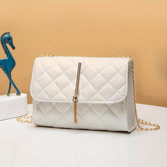 Argyle Quilted Crossbody Bag Tassel Decor Flap Square Purse