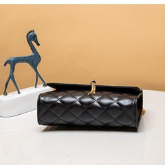 Argyle Quilted Crossbody Bag Tassel Decor Flap Square Purse