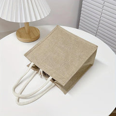 Floral Pattern Burlap Bag Lightweight Storage Satchel Bag