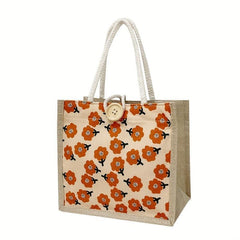 Floral Pattern Burlap Bag Lightweight Storage Satchel Bag