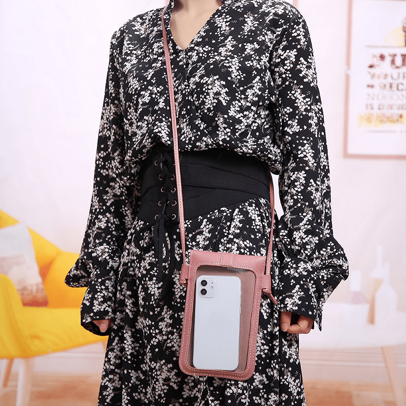 Solid Transparent Crossbody Bag PU Leather Shoulder Bag
