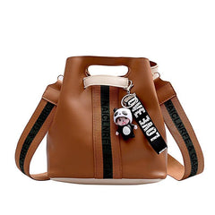 Letter Decor Crossbody Bucket Bag Block Shoulder Bag Women's Stylish Casual Hand
