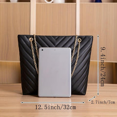 Chevron Embroidery Shoulder Bag Chain Large Capacity Crossbody Bag