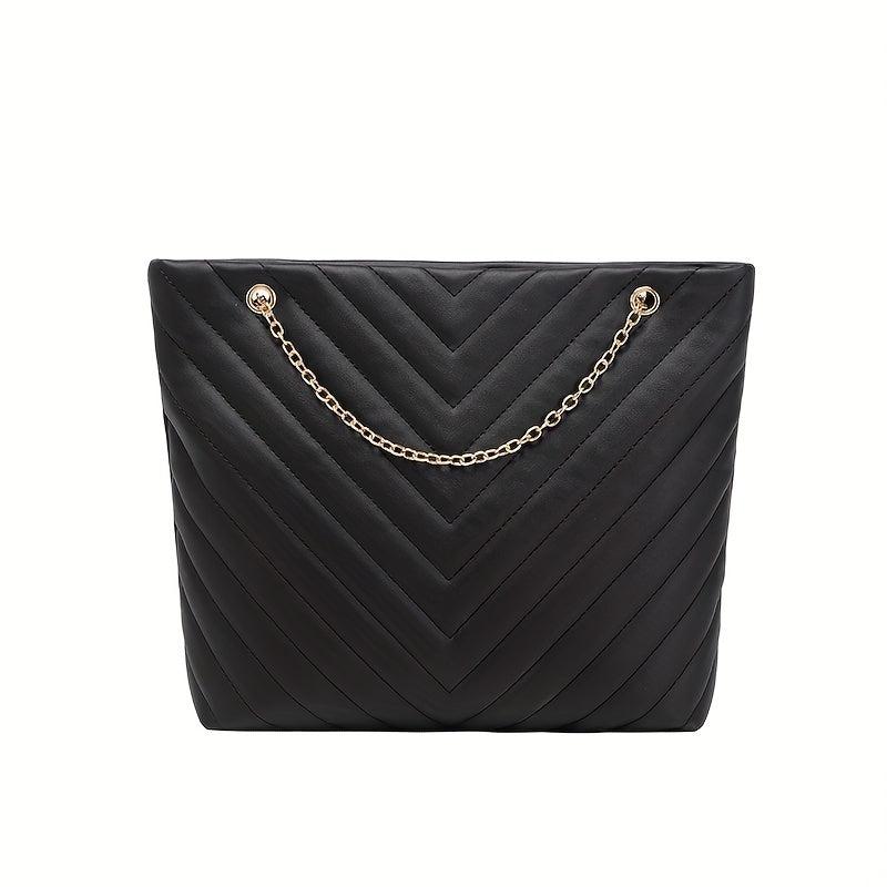 Chevron Embroidery Shoulder Bag Chain Large Capacity Crossbody Bag