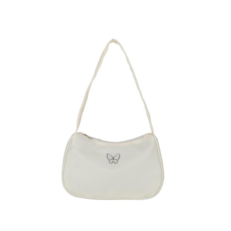 Butterfly Decor Nylon Shoulder Bag Underarm Purse with Zipper