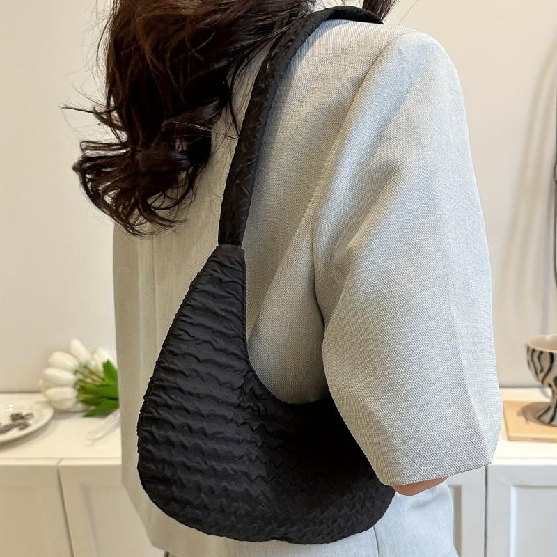Canvas Crescent Bag With Zipper Shoulder & Handbag