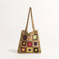Boho Style Crochet Shoulder Bag Hollow Out Woven Beach Bag