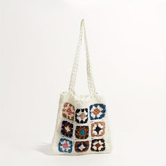 Boho Style Crochet Shoulder Bag Hollow Out Woven Beach Bag