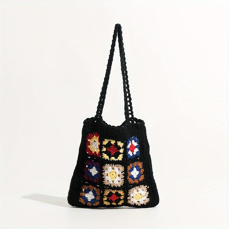 Boho Style Crochet Shoulder Bag Hollow Out Woven Beach Bag