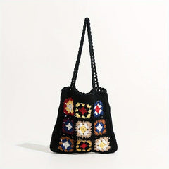 Boho Style Crochet Shoulder Bag Hollow Out Woven Beach Bag