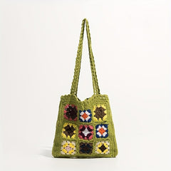Boho Style Crochet Shoulder Bag Hollow Out Woven Beach Bag