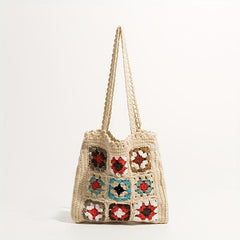 Boho Style Crochet Shoulder Bag Hollow Out Woven Beach Bag