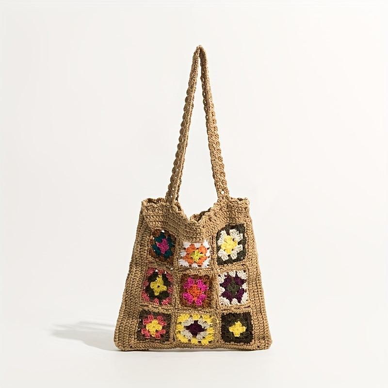 Boho Style Crochet Shoulder Bag Hollow Out Woven Beach Bag
