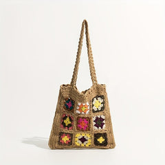 Boho Style Crochet Shoulder Bag Hollow Out Woven Beach Bag