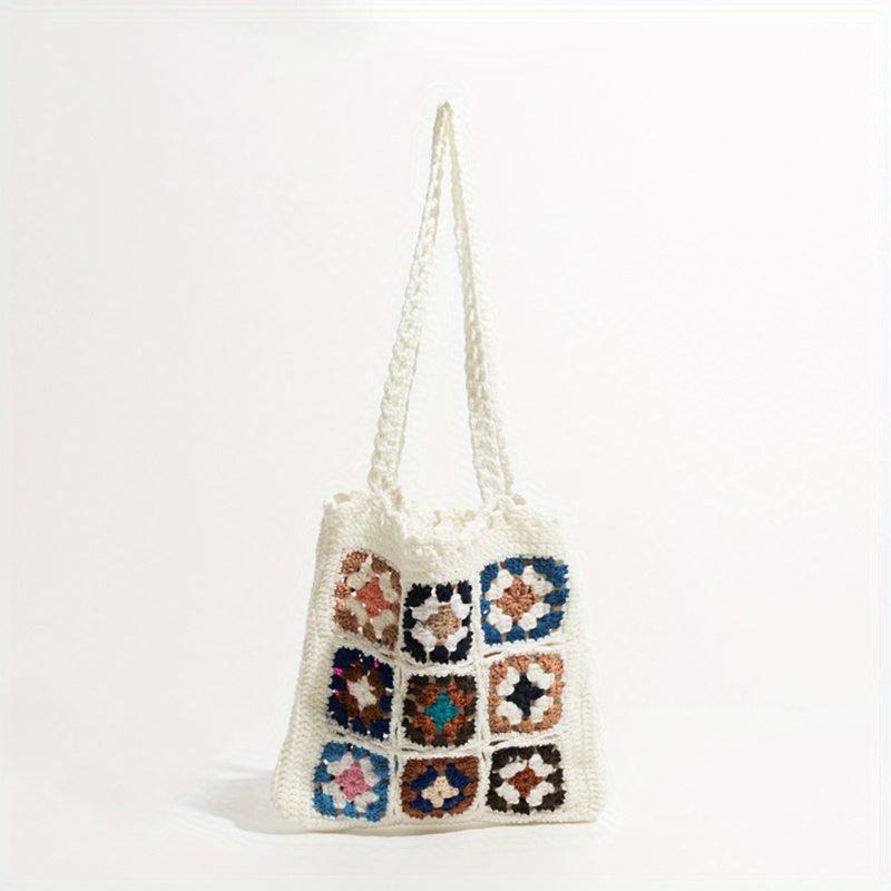 Boho Style Crochet Shoulder Bag Hollow Out Woven Beach Bag