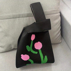 Stylish Pattern Knitted Satchel Bag