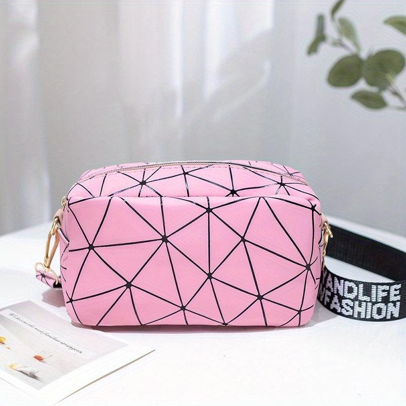 Argyle Pattern Crossbody Bag Laser Cosmetic Bag Zipper Purse For Women