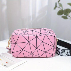 Argyle Pattern Crossbody Bag Laser Cosmetic Bag Zipper Purse For Women