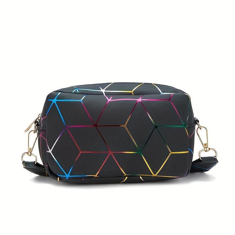 Argyle Pattern Crossbody Bag Laser Cosmetic Bag Zipper Purse For Women