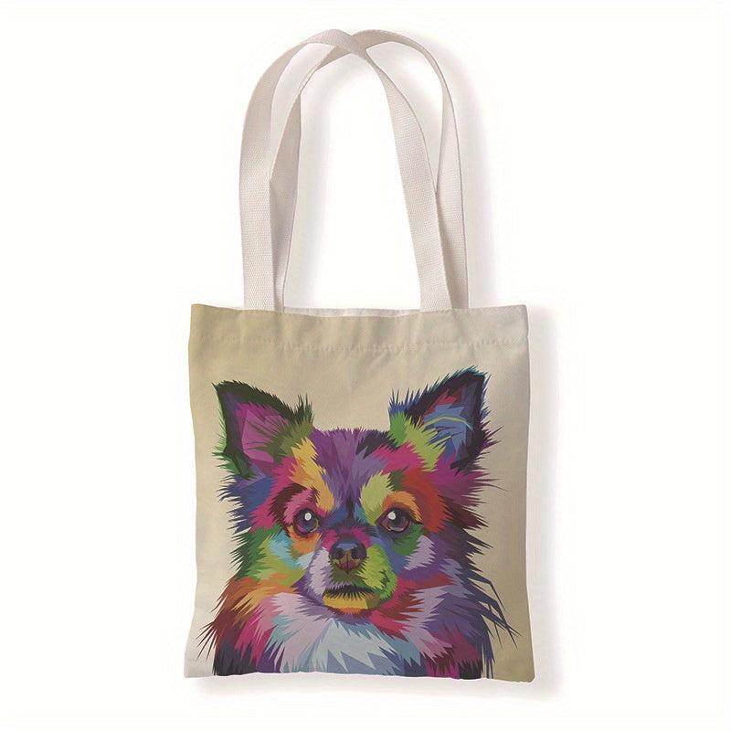 Colorful Animal Painting Tote Bag Art Dog And Cat Print Shoulder Bag