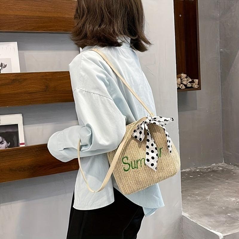 Straw Woven Summer Tote Bag Large Capacity Beach Shoulder Bag