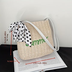 Straw Woven Summer Tote Bag Large Capacity Beach Shoulder Bag