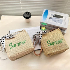 Straw Woven Summer Tote Bag Large Capacity Beach Shoulder Bag