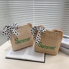 Straw Woven Summer Tote Bag Large Capacity Beach Shoulder Bag