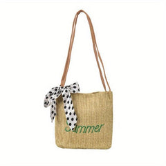 Straw Woven Summer Tote Bag Large Capacity Beach Shoulder Bag