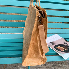 Cowhide Pattern Tote Bag Large Capacity Shoulder Handbag