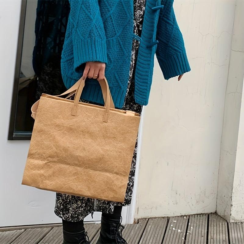 Cowhide Pattern Tote Bag Large Capacity Shoulder Handbag