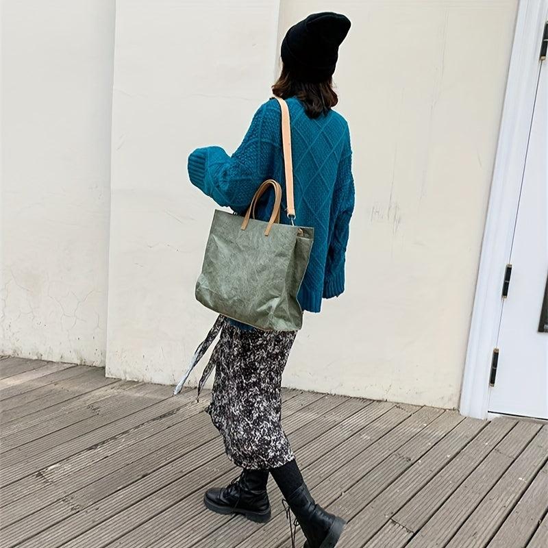 Cowhide Pattern Tote Bag Large Capacity Shoulder Handbag
