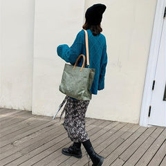 Cowhide Pattern Tote Bag Large Capacity Shoulder Handbag