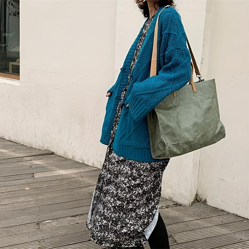 Cowhide Pattern Tote Bag Large Capacity Shoulder Handbag