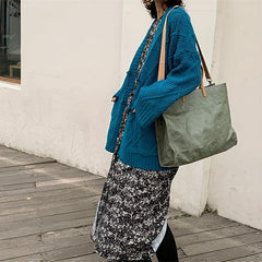Cowhide Pattern Tote Bag Large Capacity Shoulder Handbag
