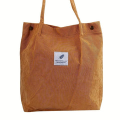 Large Capacity Tote Bag Corduroy Durable Lightweight Shoulder Bag