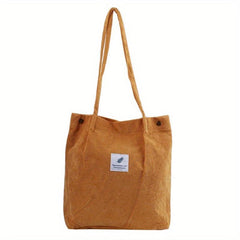 Large Capacity Tote Bag Corduroy Durable Lightweight Shoulder Bag