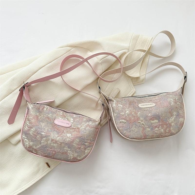 Niche Tie Dye Pattern Crescent Bag Stylish Shoulder Crossbody Bag